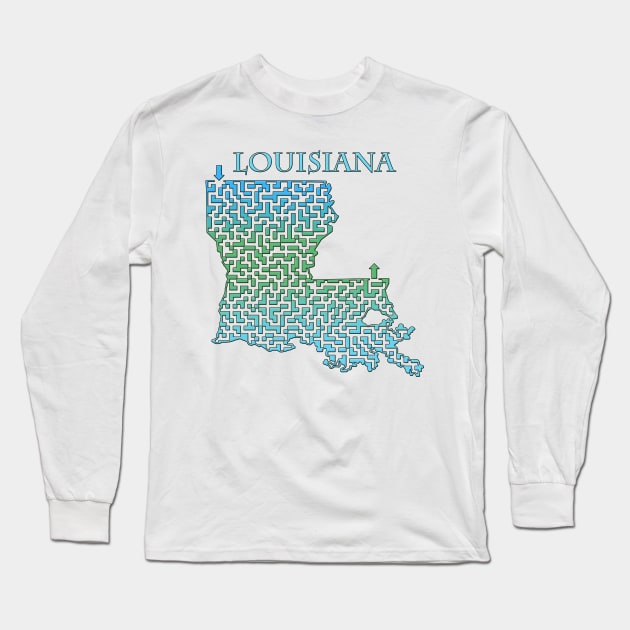 State of Louisiana Colorful Maze Long Sleeve T-Shirt by gorff